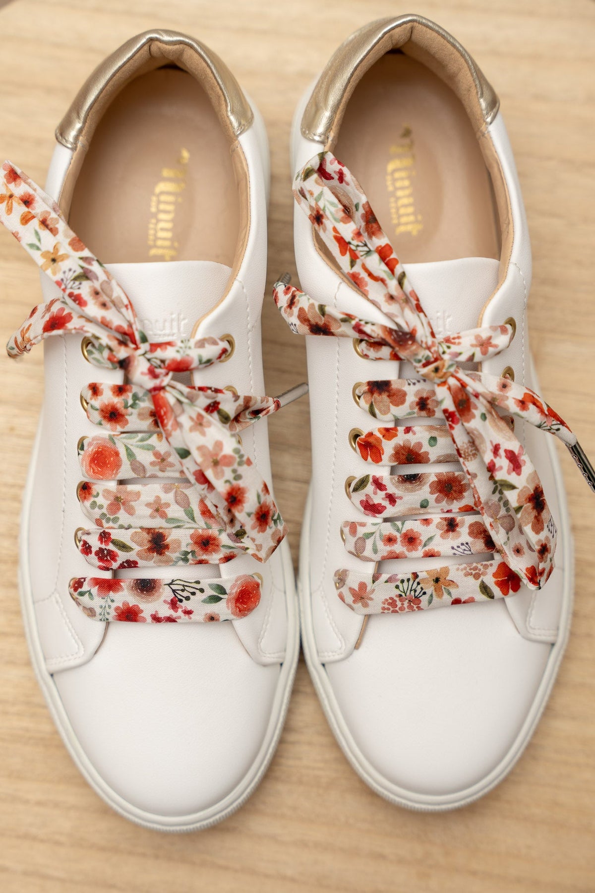 Lacets fleuris terracotta - Lacets originaux chaussures | Mon Lacet Français