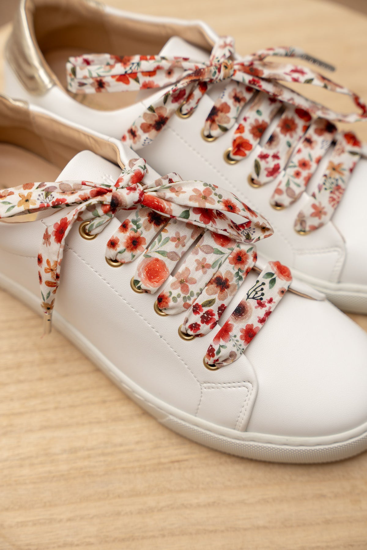 Lacets fleuris terracotta - Lacets originaux chaussures | Mon Lacet Français