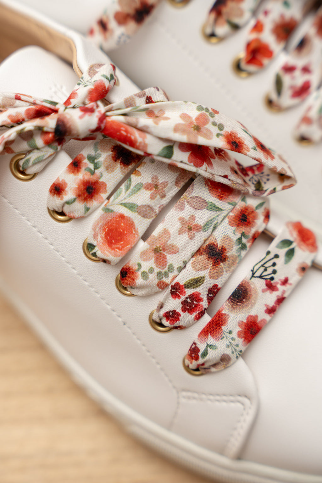 Lacets fleuris terracotta - Lacets originaux chaussures | Mon Lacet Français