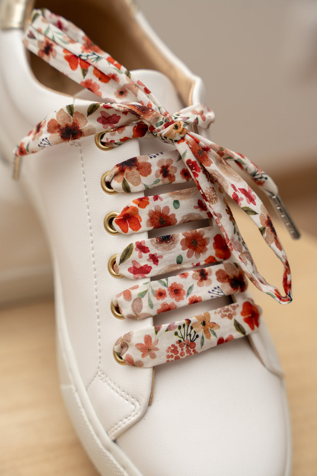 Lacets fleuris terracotta - Lacets originaux chaussures | Mon Lacet Français