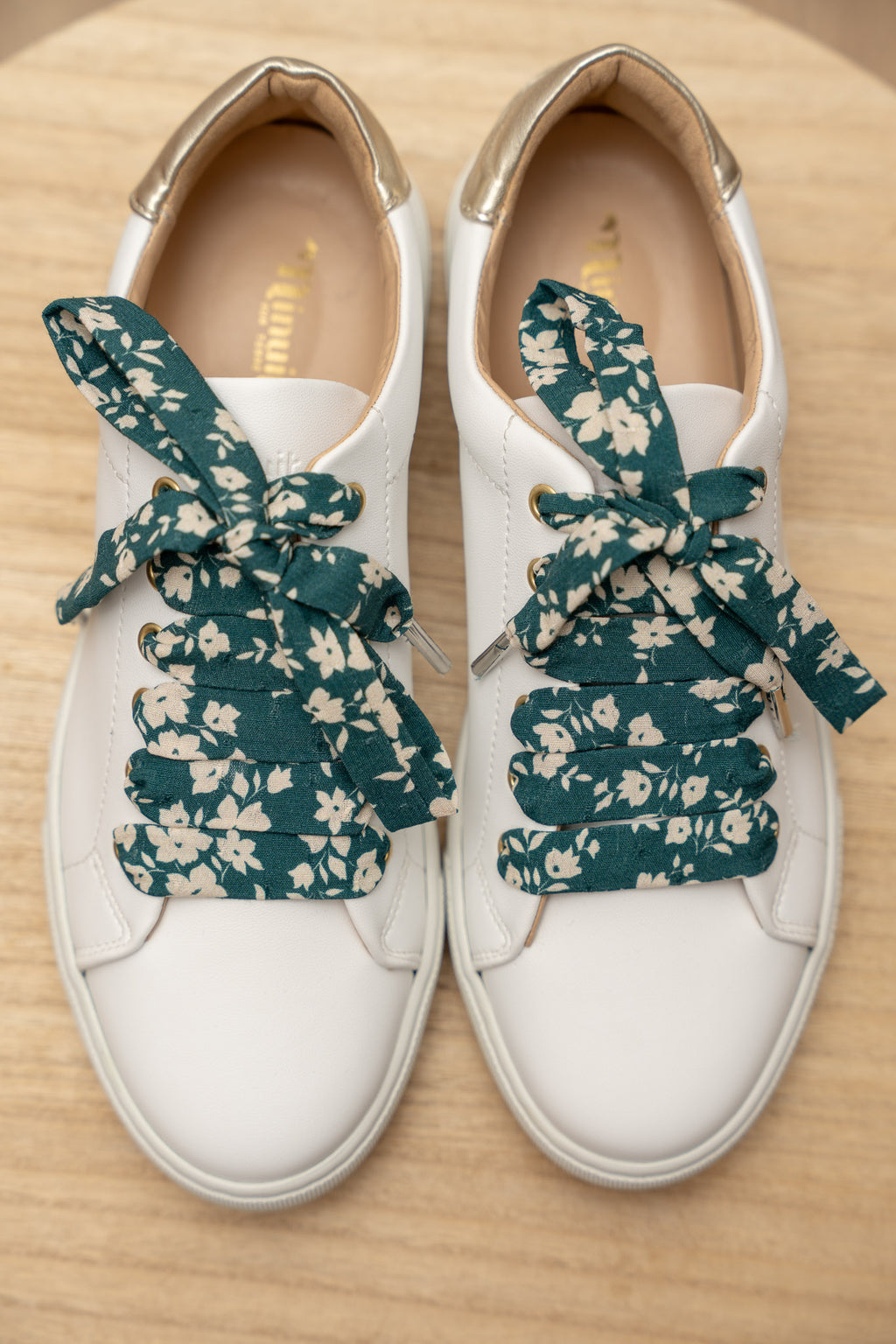 Lacets fleuris vert canard - Lacets originaux chaussures | Mon Lacet Français