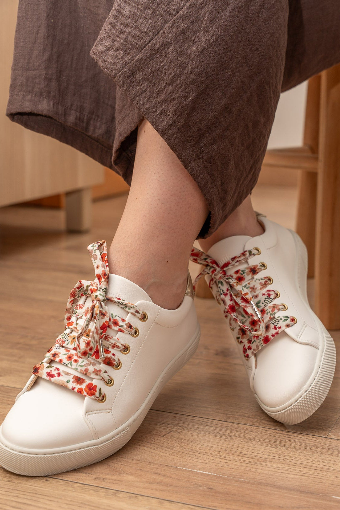 Lacets fleuris terracotta - Lacets originaux chaussures | Mon Lacet Français