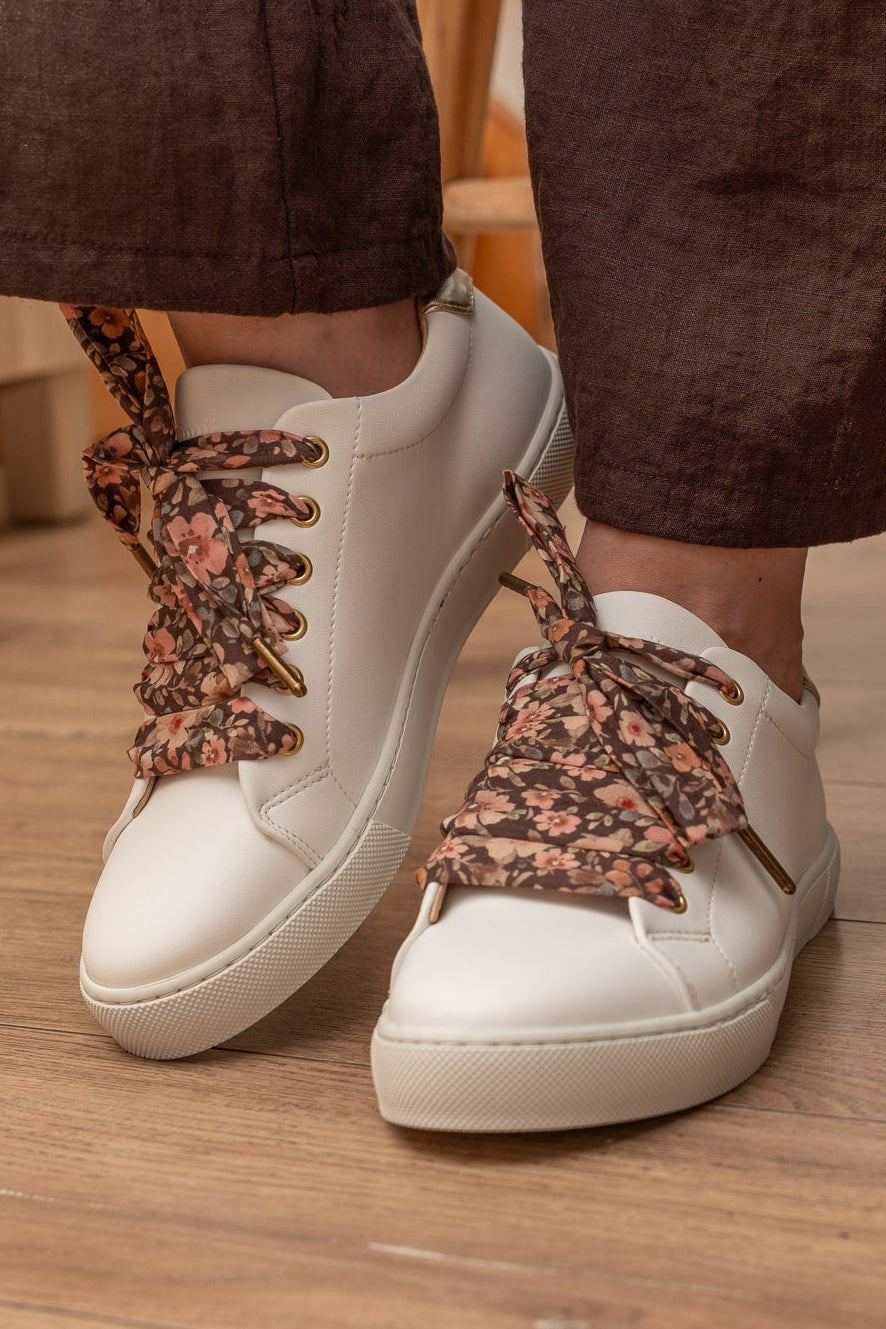 Lacets fleuris noisette - Lacets originaux chaussures | Mon Lacet Français