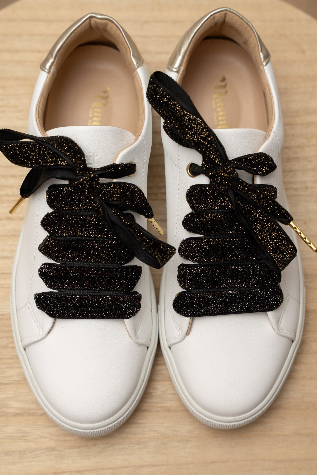 Lacets velours noir lurex doré - Lacets originaux chaussures | Mon Lacet Français