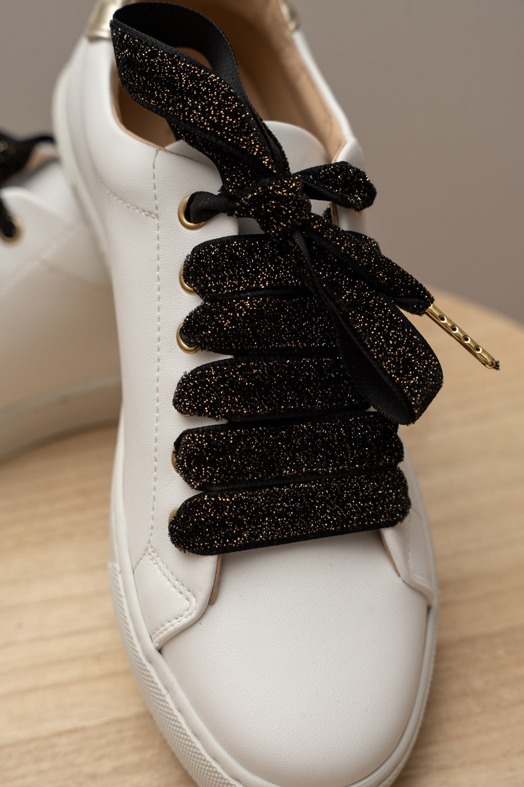 Lacets velours noir lurex doré - Lacets originaux chaussures | Mon Lacet Français