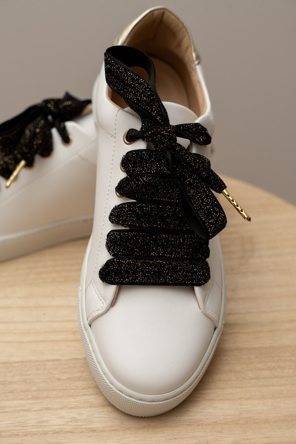Lacets velours noir lurex doré - Lacets originaux chaussures | Mon Lacet Français