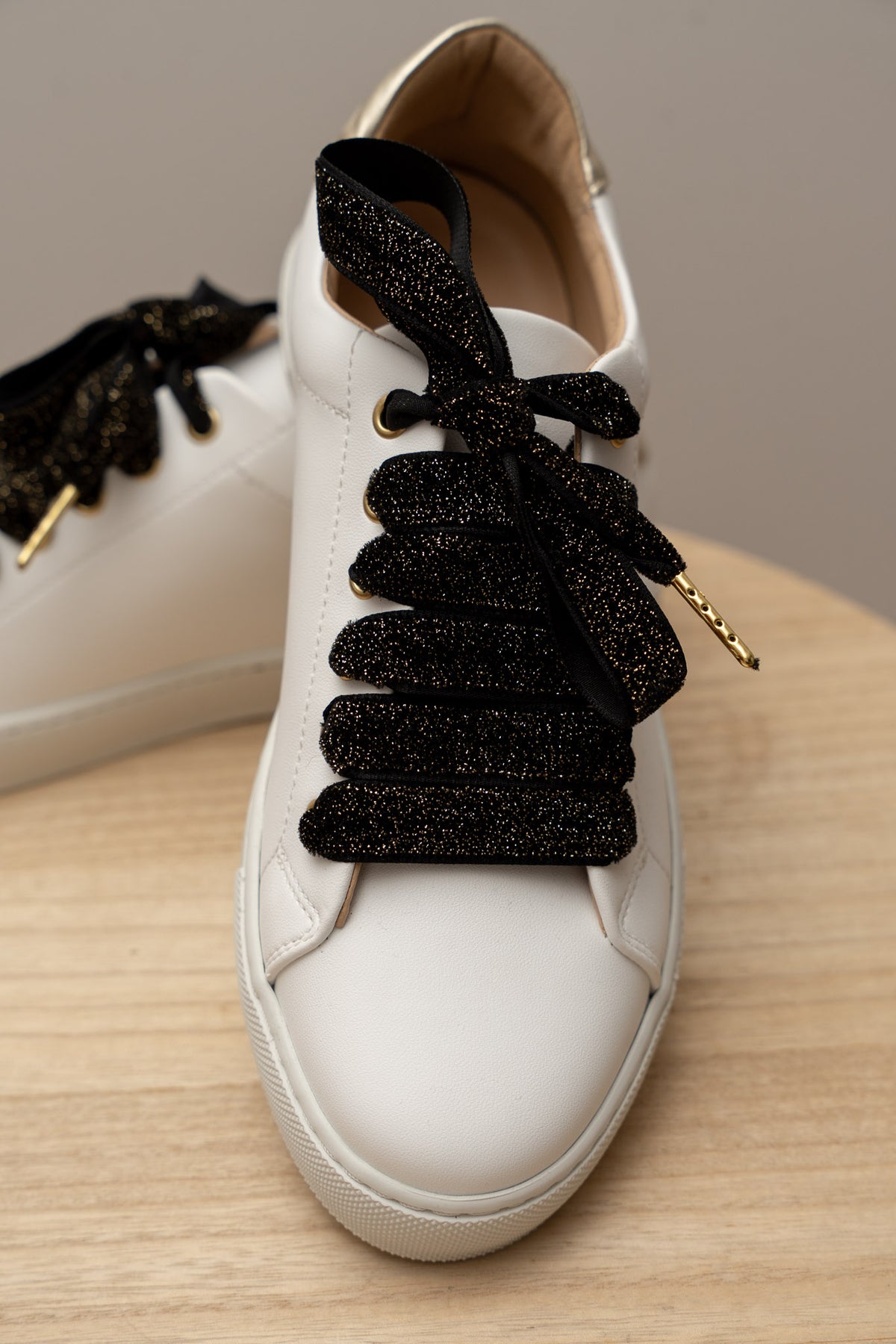 Lacets velours noir lurex doré - Lacets originaux chaussures | Mon Lacet Français