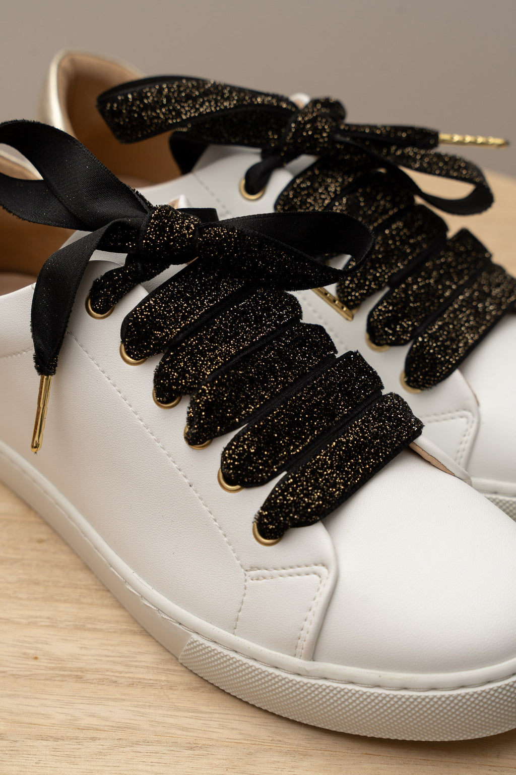 Lacets velours noir lurex doré - Lacets originaux chaussures | Mon Lacet Français