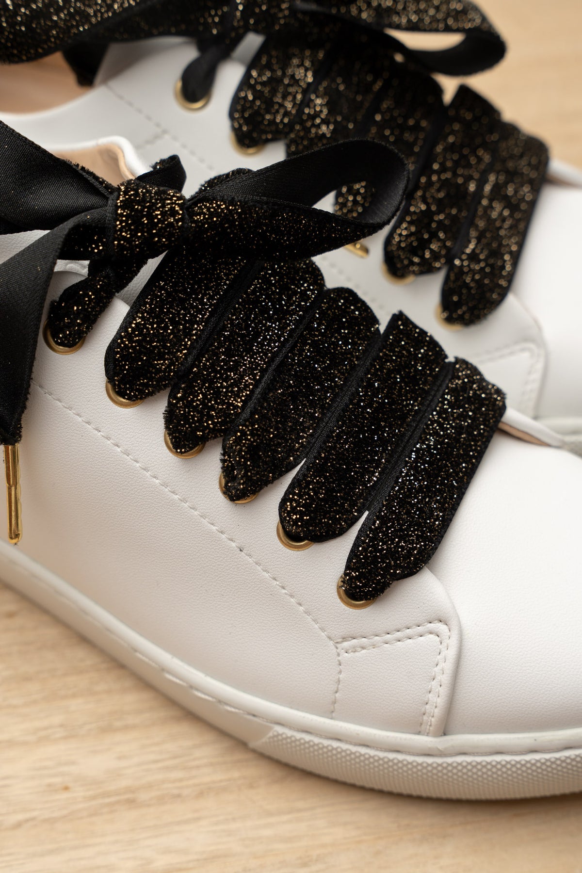 Lacets velours noir lurex doré - Lacets originaux chaussures | Mon Lacet Français