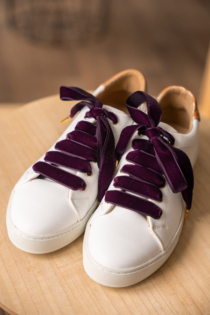 Lacets velours prune - Lacets originaux chaussures | Mon Lacet Français