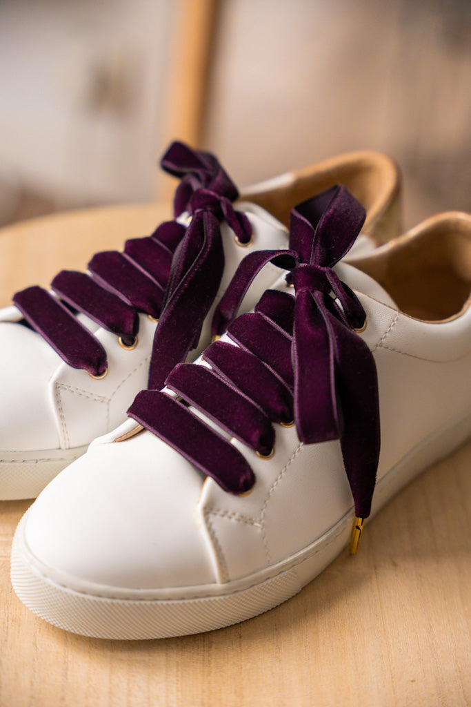 Lacets velours prune - Lacets originaux chaussures | Mon Lacet Français