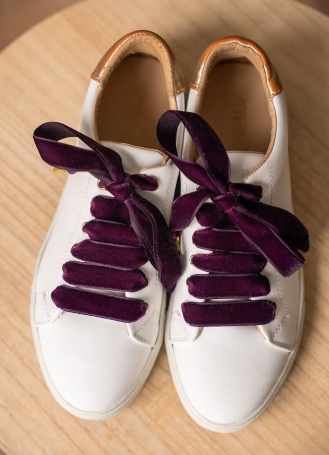 Lacets velours prune - Lacets originaux chaussures | Mon Lacet Français