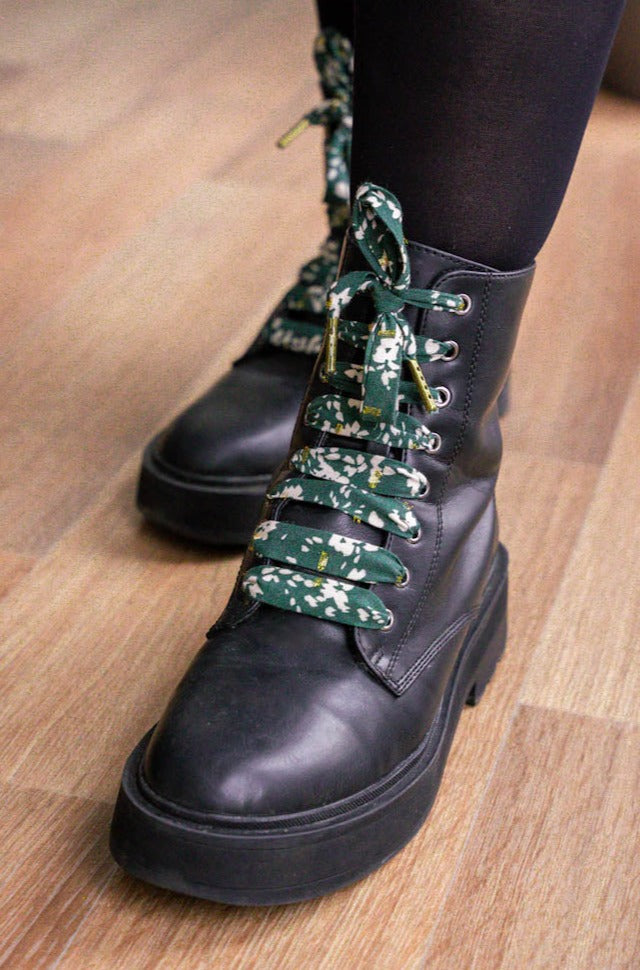 Lacets kaki plumetis dorés - Lacets originaux chaussures | Mon Lacet Français