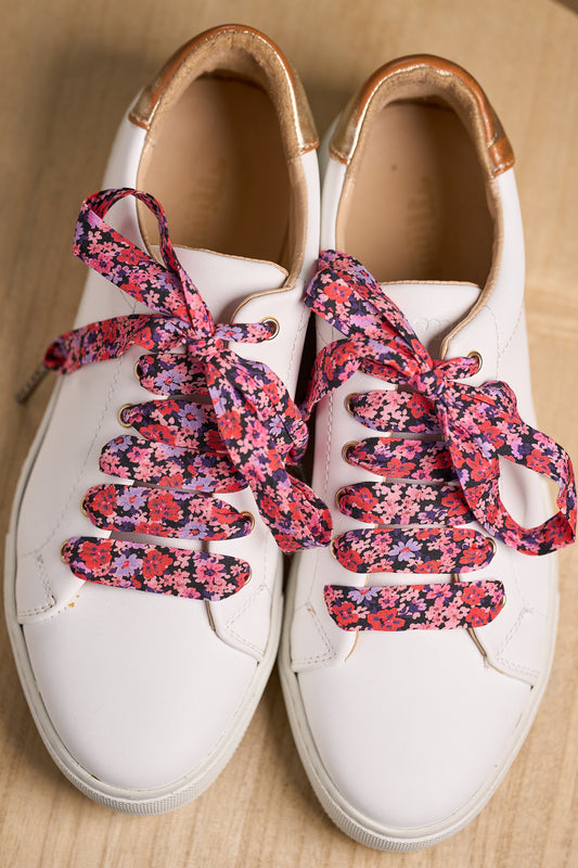 Lacets fleuris roses et violets - Lacets originaux chaussures | Mon Lacet Français