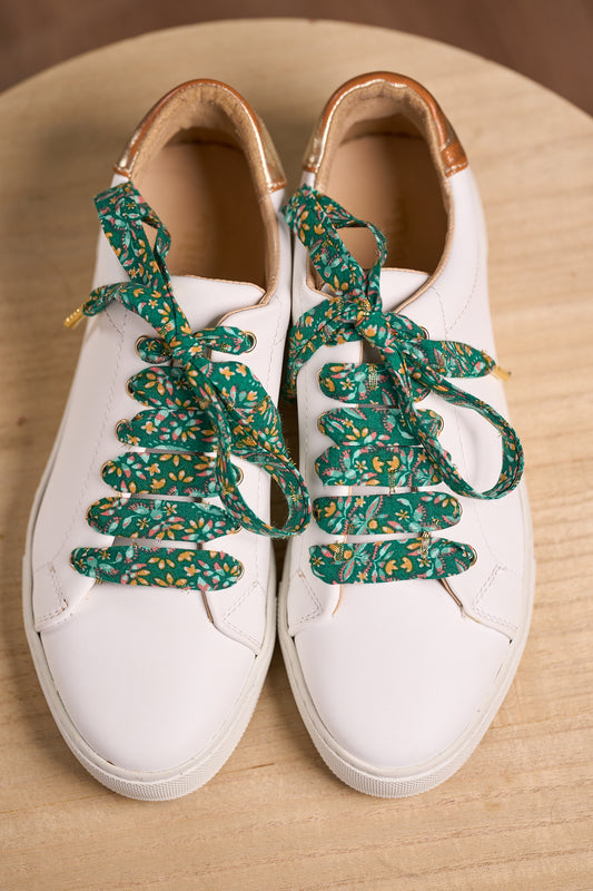 Lacets verts plumetis dorés - Lacets originaux chaussures | Mon Lacet Français