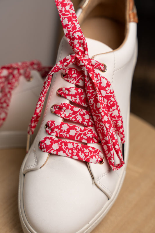 Lacets fleuris corail - Lacets originaux chaussures | Mon Lacet Français