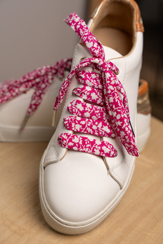 Lacets fleuris fuchsia - Lacets originaux chaussures | Mon Lacet Français