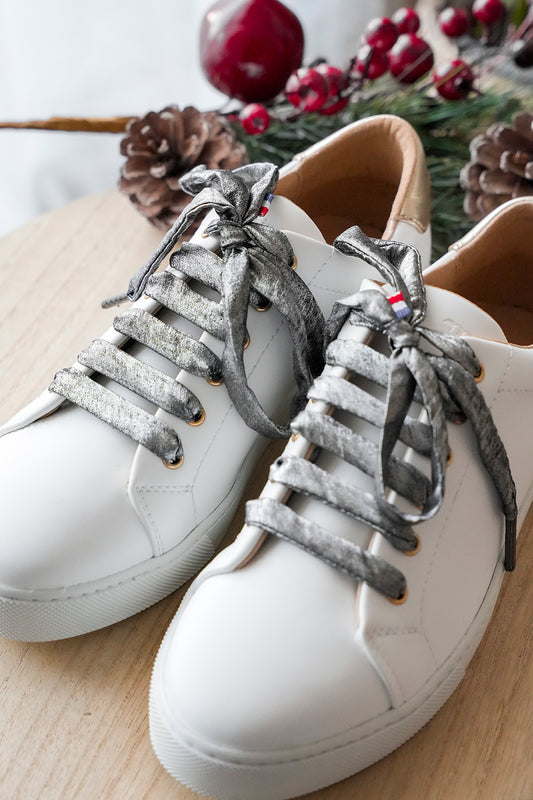 Lacets argentés, lacets brillants - Lacets originaux chaussures | Mon Lacet Français