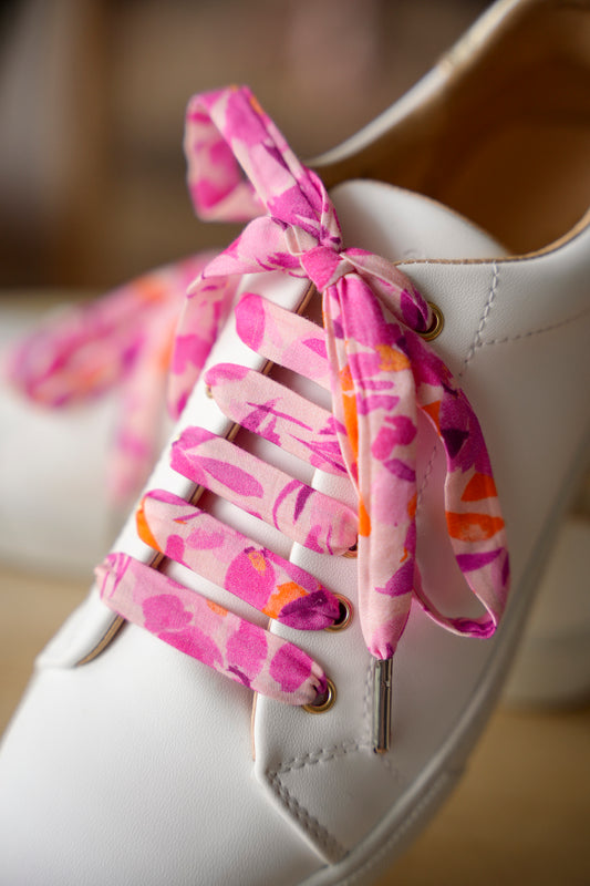 Lacets roses et oranges imprimé printanier - Lacets originaux chaussures | Mon Lacet Français