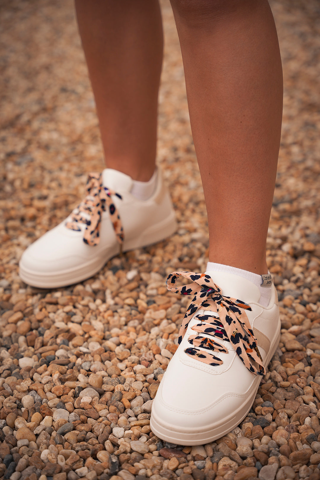 Lacet beiges et dorés, lacets motif léopard - Lacets originaux chaussures | Mon Lacet Français